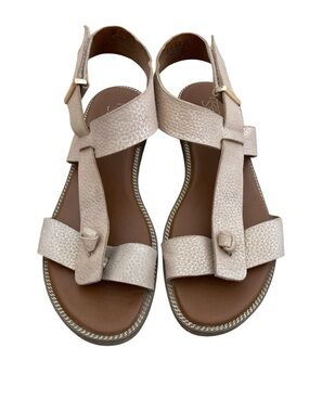 Franco Sarto Glenni Gold Asymmetrical Leather Sandal 8